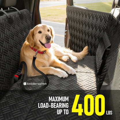 Premium Dog Car Seat Cover with Reinforced Base, Supports up to 400 lbs | Innovative Waterproof Hammock Style Back Seat Extender for Cars, SUVs, and Full-Size Trucks (Available in Small and Large Sizes)