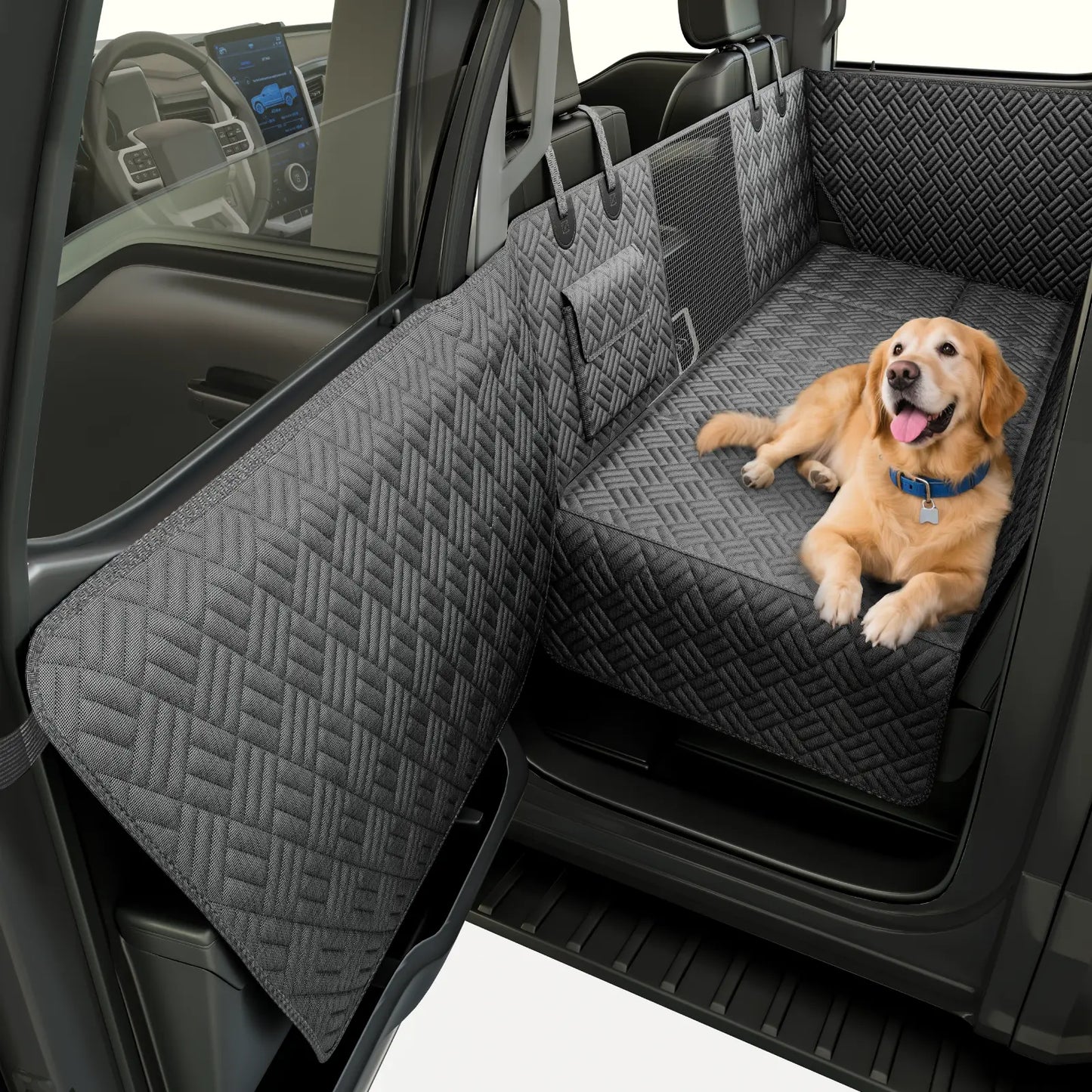 Premium Dog Car Seat Cover with Reinforced Base, Supports up to 400 lbs | Innovative Waterproof Hammock Style Back Seat Extender for Cars, SUVs, and Full-Size Trucks (Available in Small and Large Sizes)
